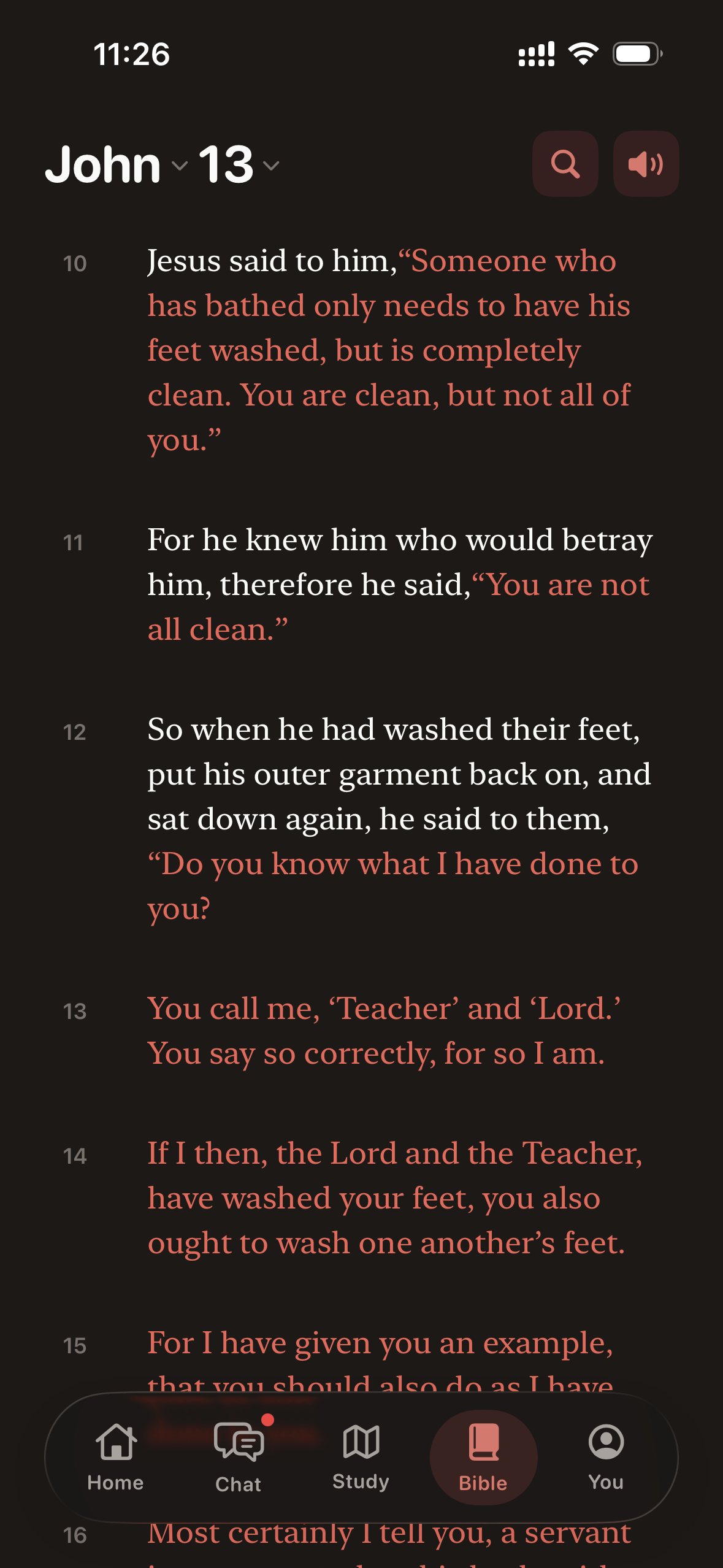 Bible reader with red-letter words of Jesus