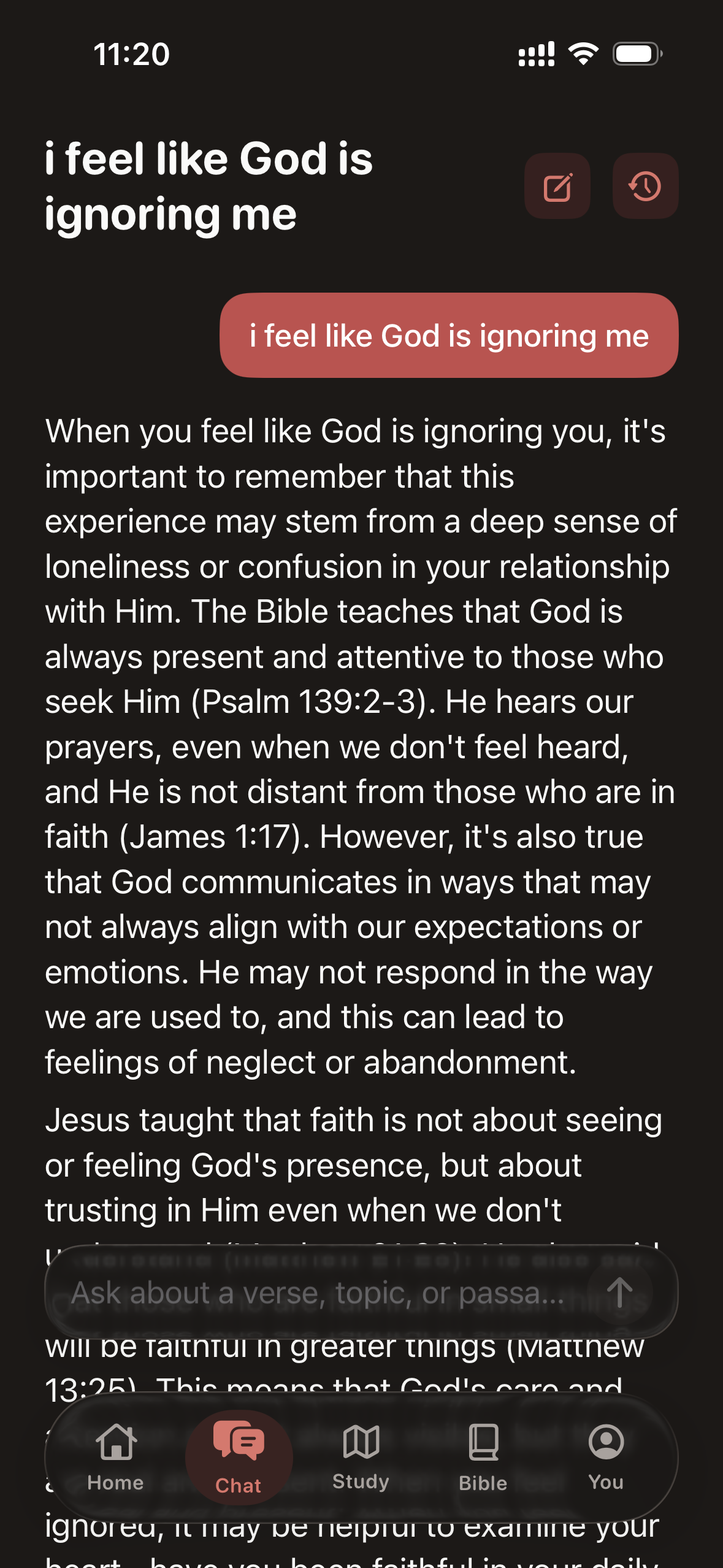 Pocket Gospel answering: I feel like God is ignoring me.