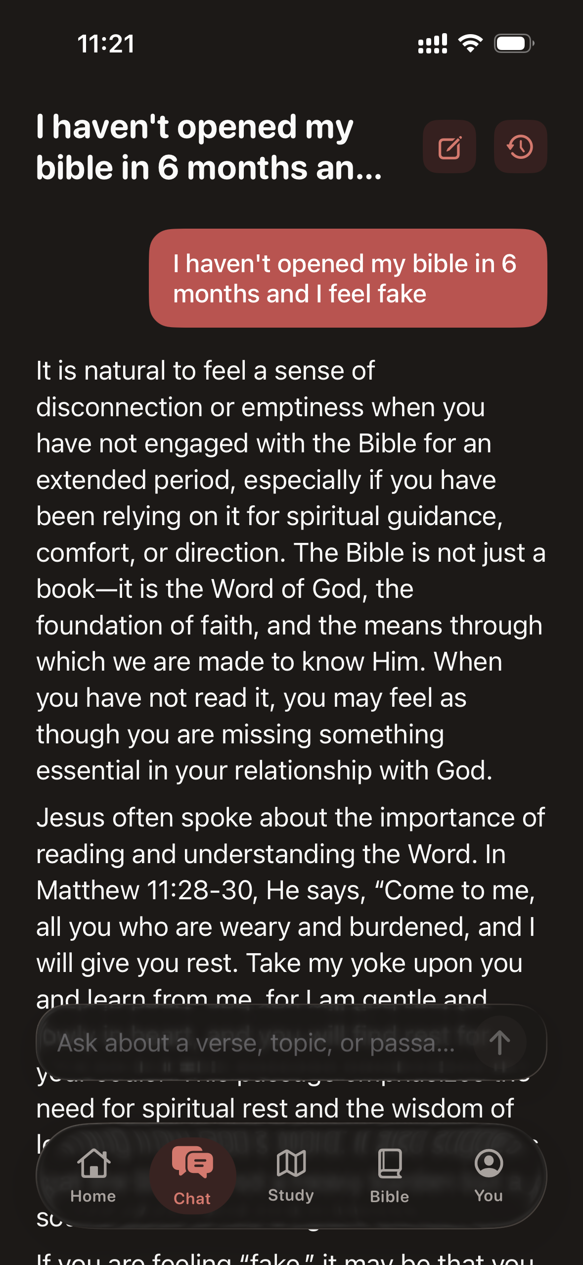 Pocket Gospel answering: I haven't opened my bible in 6 months and I feel fake.