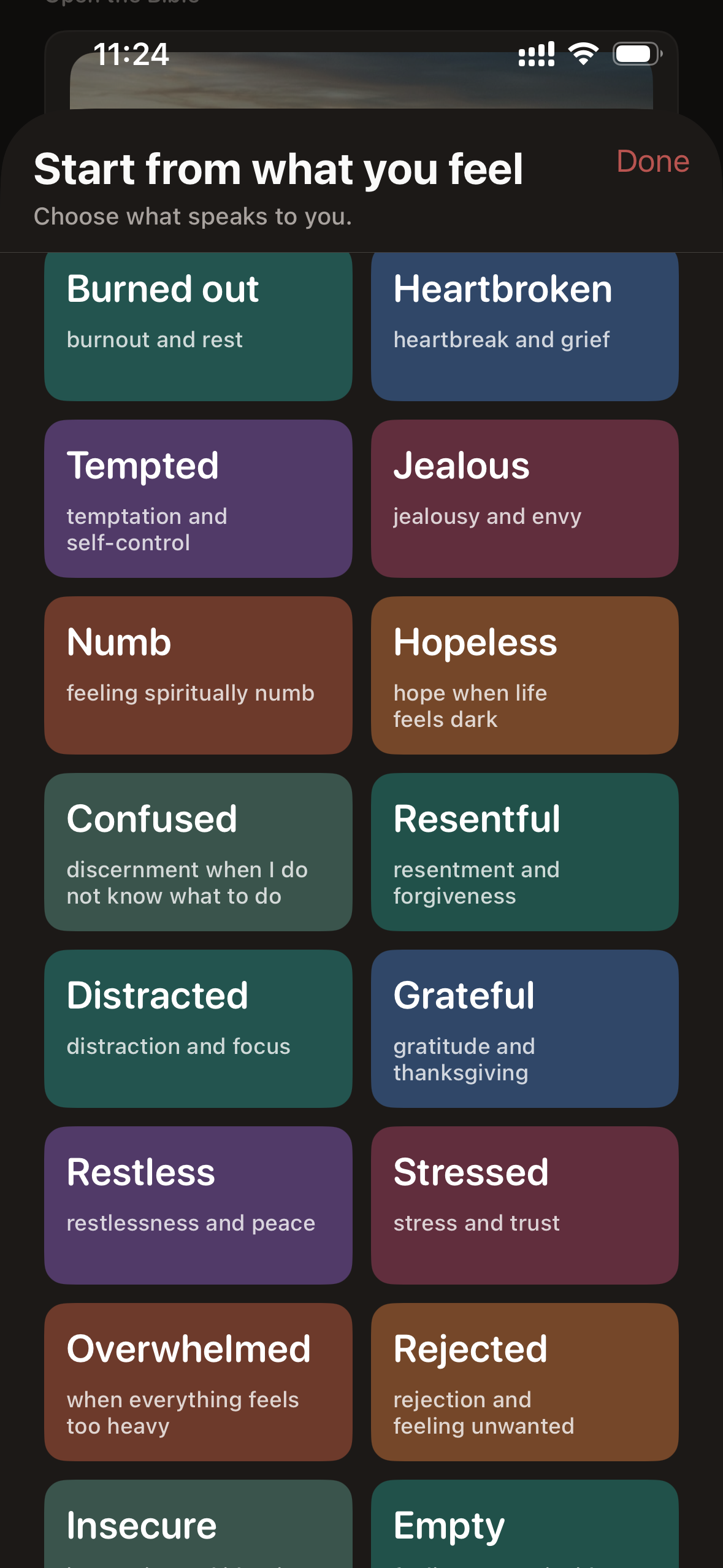 Feelings grid